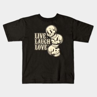 Live Laugh Love Skeleton by Tobe Fonseca Kids T-Shirt